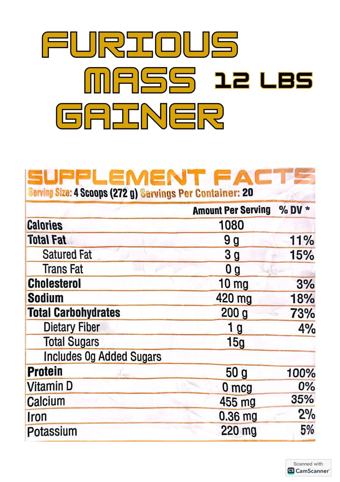 Furious Mass Gainer 12LB – Masa Muscular, Calorías y Rendimiento