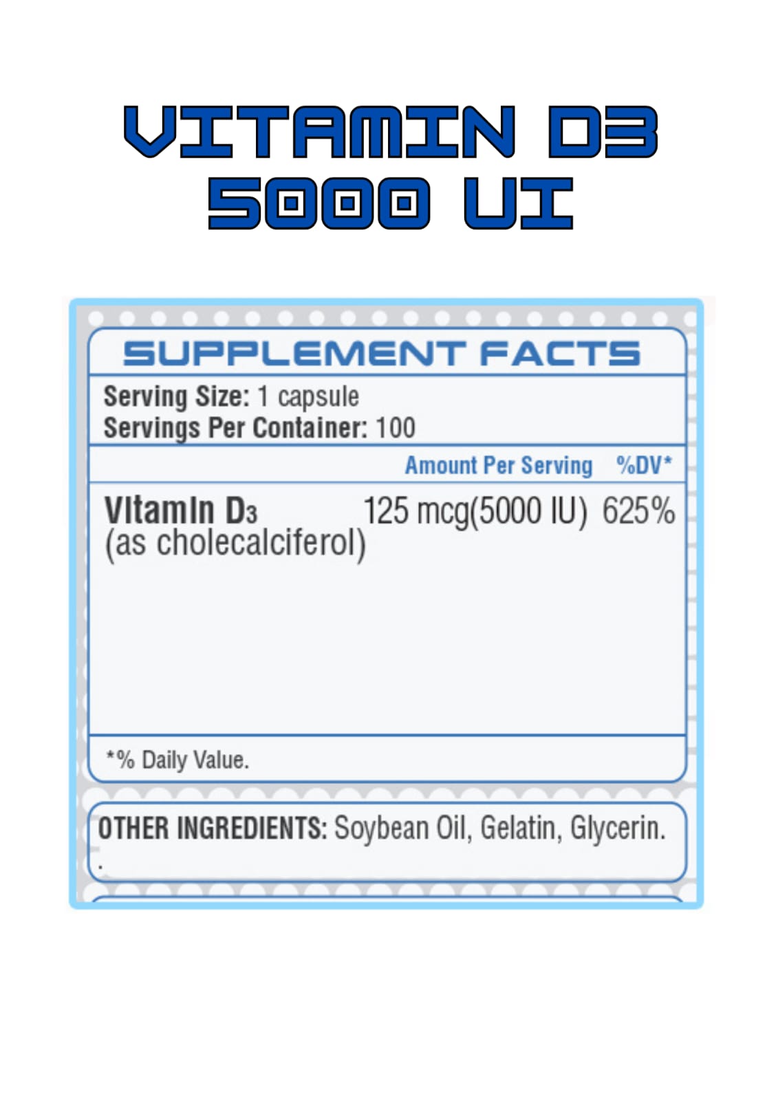 Vitamin D3 5000 IU – Salud Ósea, Inmunidad y Bienestar Diario